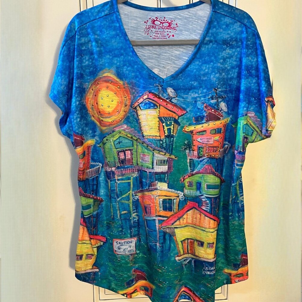 Florida Artist Leoma Lovegrove Short-sleeved Top. XL.